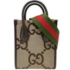 Gucci Jumbo GG Tote Bag Handbag Shoulder Crossbody Canvas Beige Brown